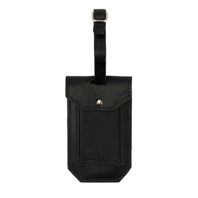 Moore and Giles Leather Luggage Tag Brompton Black 1