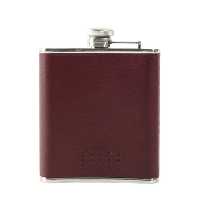 Moore and Giles Leather-Wrapped Flask Nebraska Burgundy 1