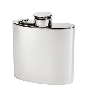 Wentworth Pewter 4oz Pewter Kidney Hip Flask with Captive Top