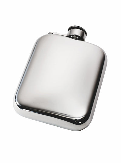 Wentworth Pewter 6oz Plain Pewter Pocket Flask with Captive Top
