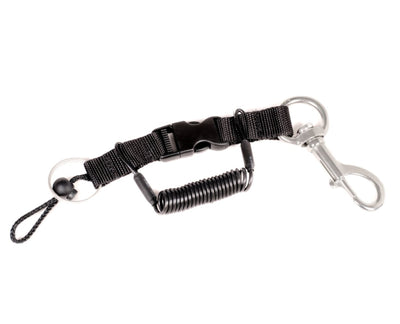 Ultralight Control Systems AC-LYC Camera lanyard with stainless spring coil, 1.5″ split ring and large stage bottle bolt snap with HD quick release buckle