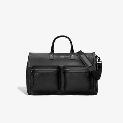 Men's Black Leather Garment Weekender Bag
